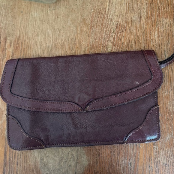 Vintage Burgundy Leather Wristlet Clutch Made in Brazil - Picture 8 of 8